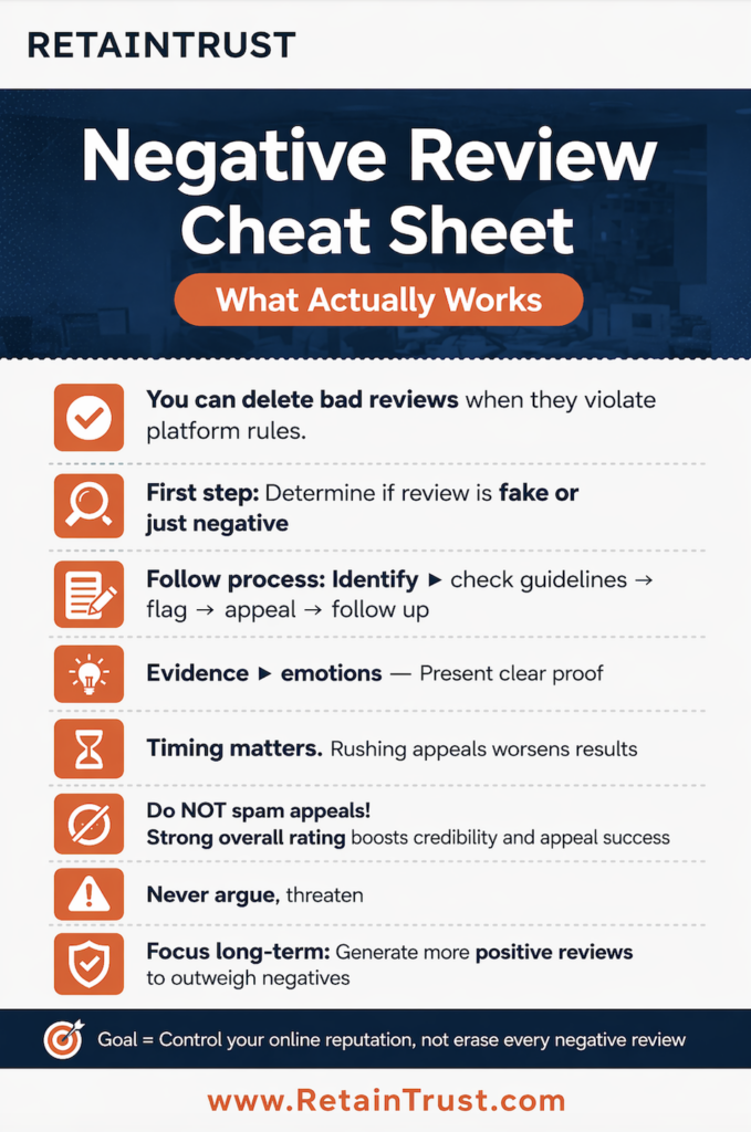 How to remove negative reviews infographic